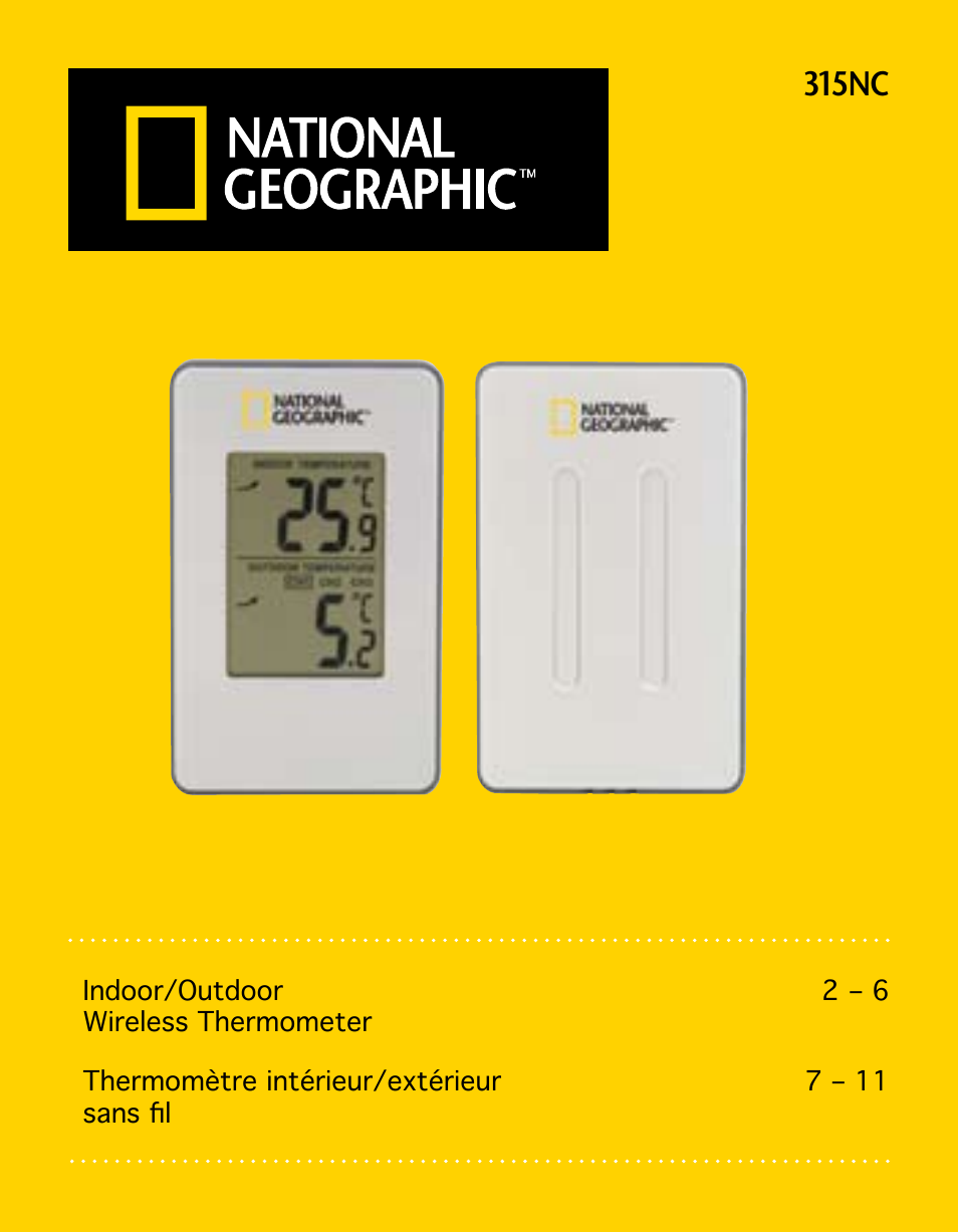 National Geographic Indoor/Outdoor Wireless Thermometer Monitor 315NC
