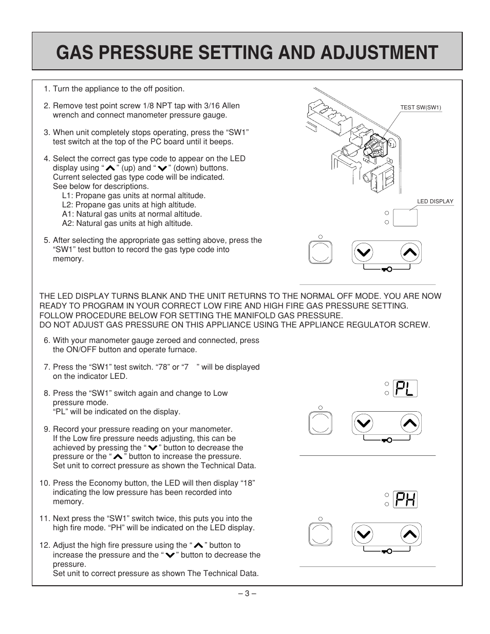 Gas pressure setting and adjustment Rinnai ENERGYSAVER GAS DIRECT