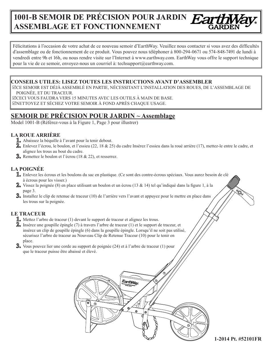 Earthway 1001 B Precision Garden Seeder Manuel D Utilisation