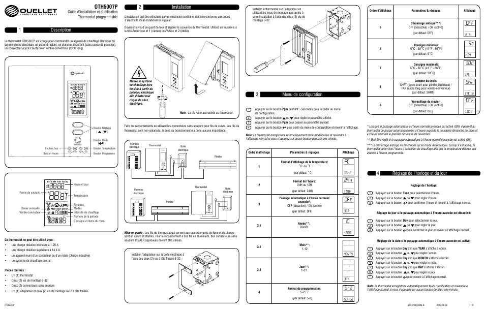 Ouellet OTH5007P Manuel d'utilisation Pages 2