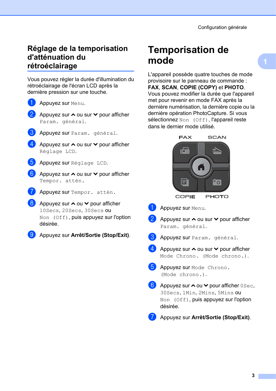 Temporisation de mode | Brother MFC J5910DW Manuel d'utilisation | Page