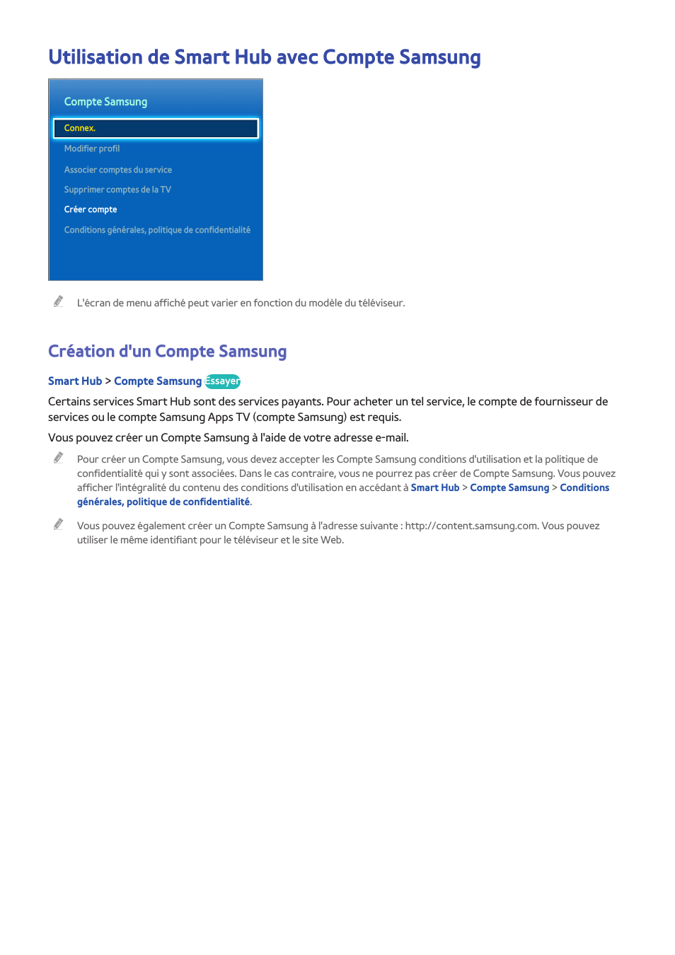 créer compte samsung smart tv