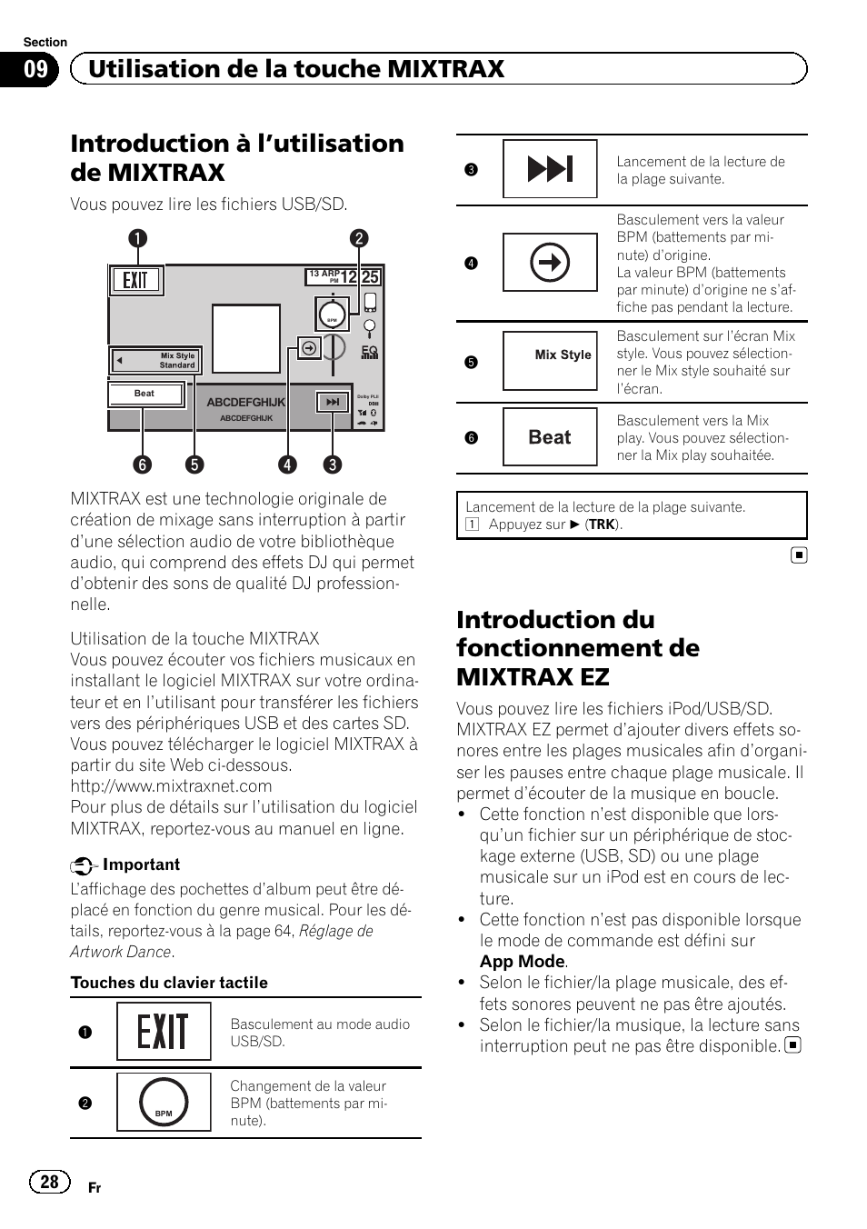 Utilisation de la touche mixtrax introduction à l, Utilisation de