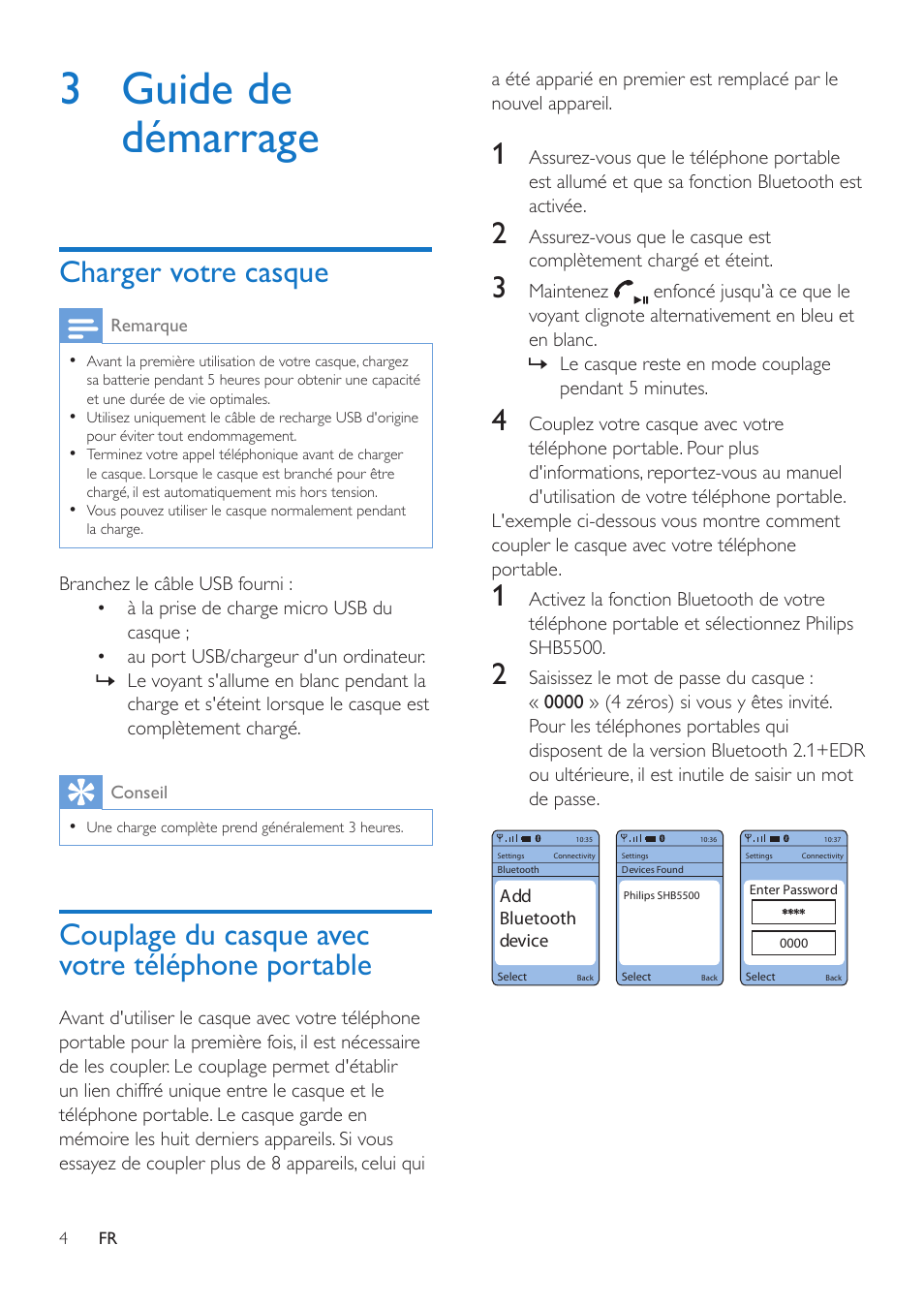 3 Guide De Démarrage Charger Votre Casque Couplage Du Casque Avec