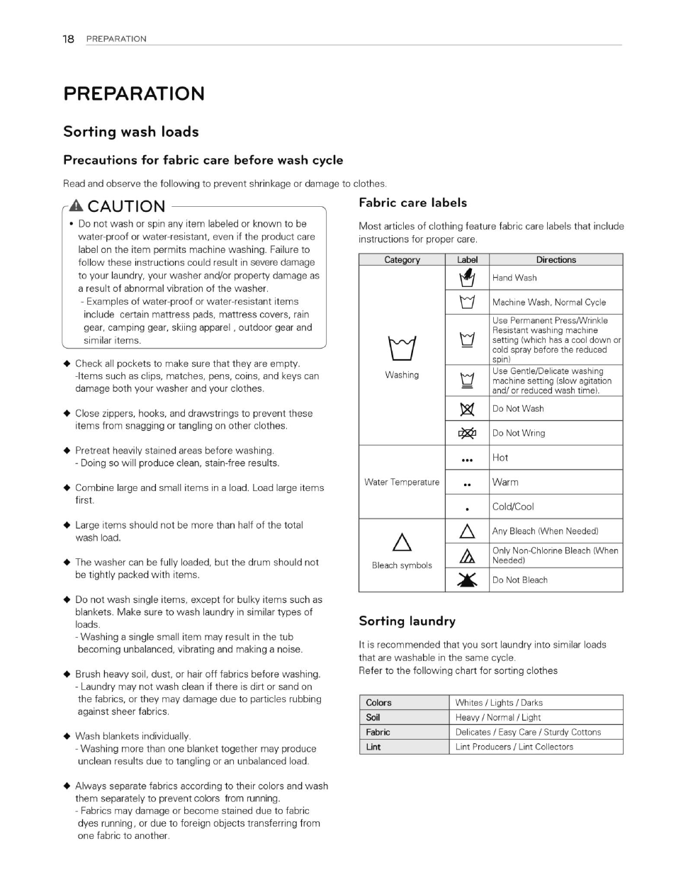 Laundry Sorting Color Chart