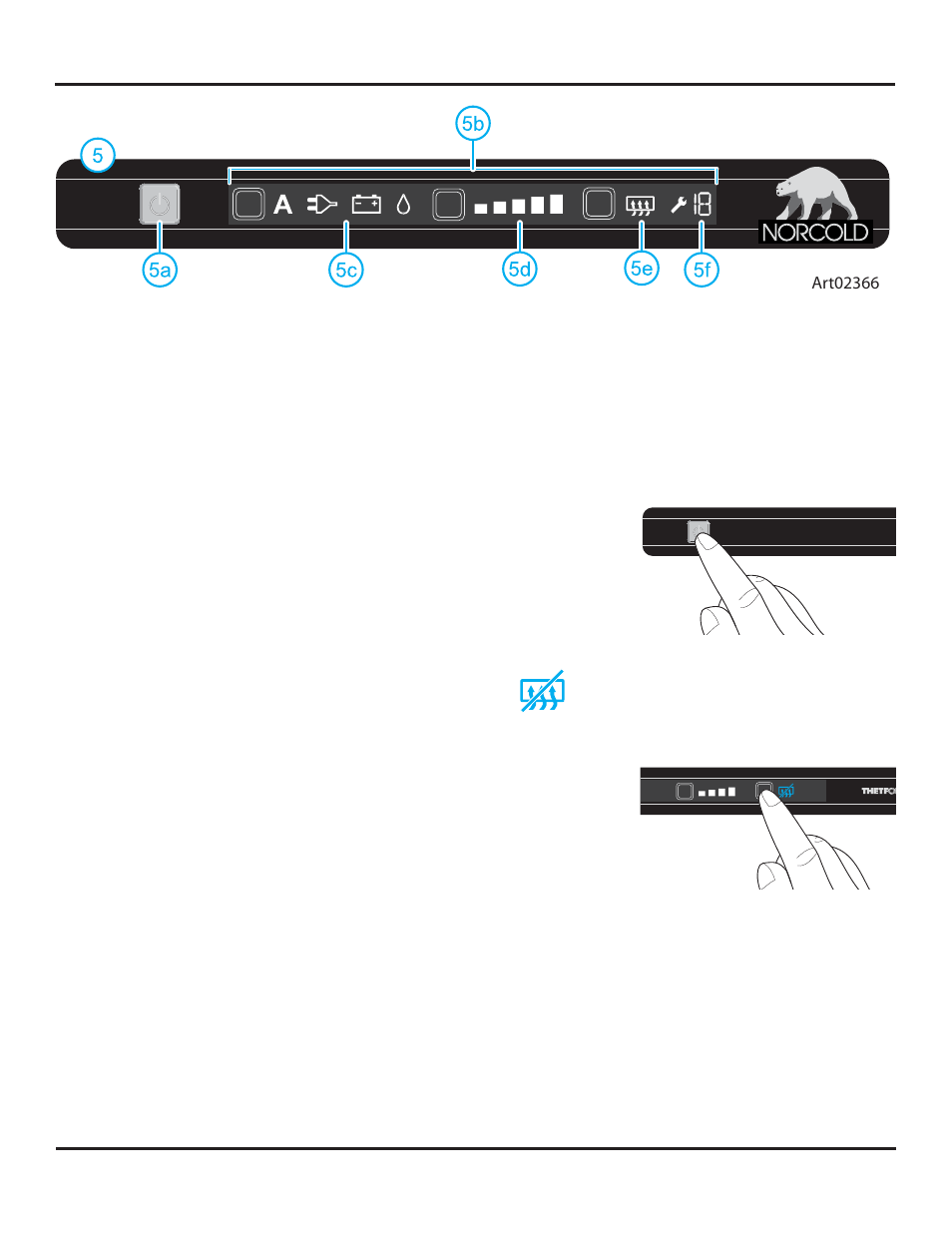 Control panel with touchscreen Thetford N3150 Series Manuel d