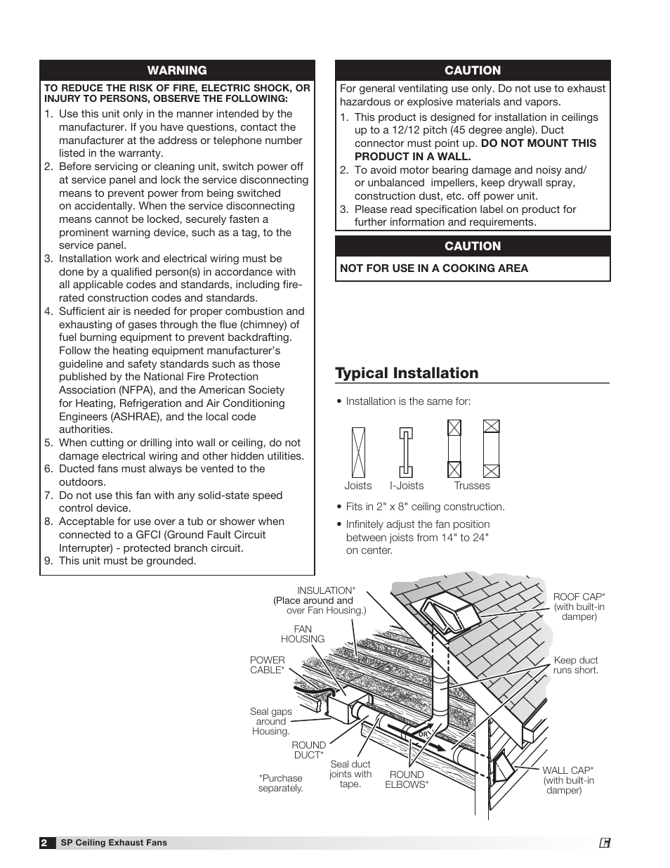 Typical installation Greenheck SP110VG and SP80VG MultiSpeed