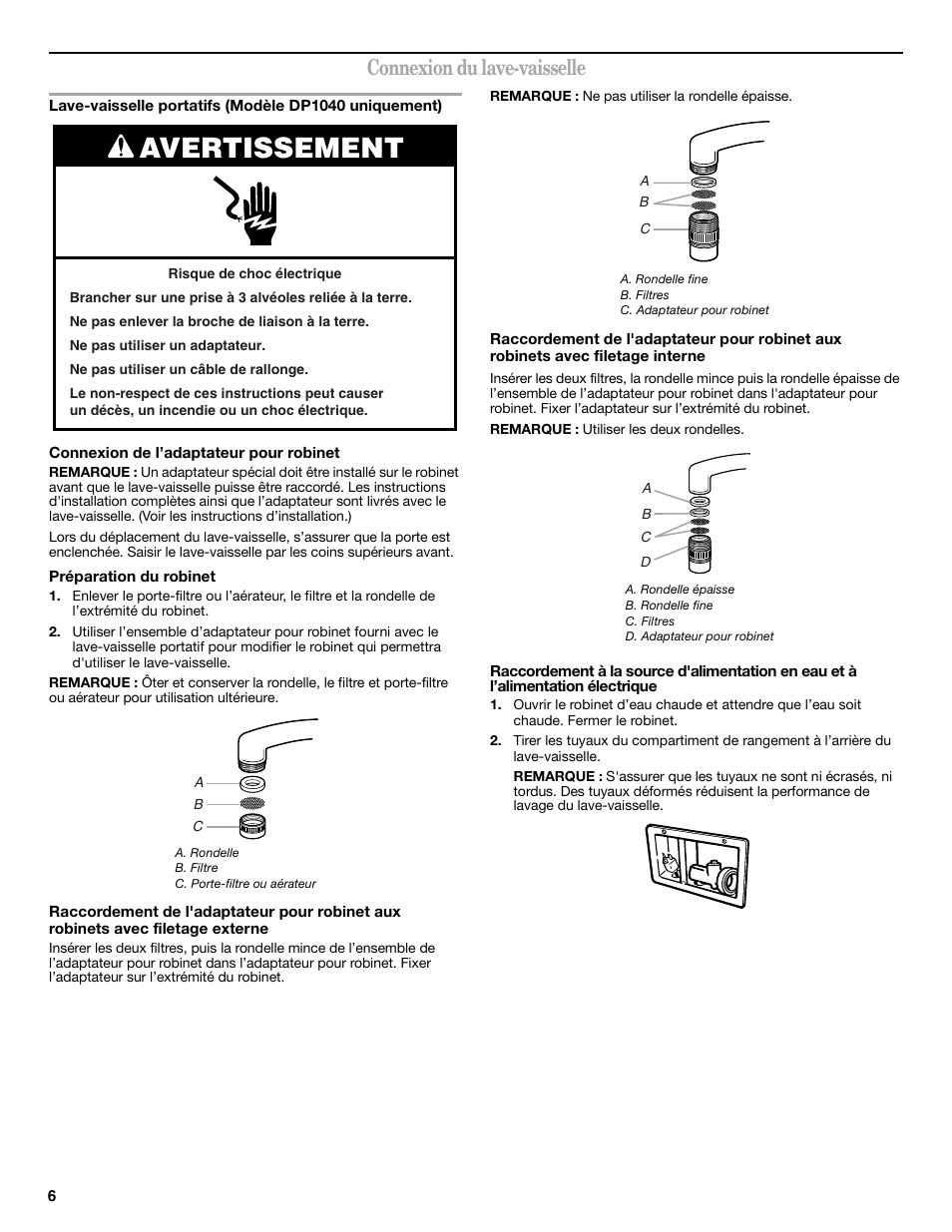 avertissement connexion du lave vaisselle maytag w10275146 manuel dutilisation page 16 20 - Adaptateur Robinet Lave Vaisselle avertissement connexion du lave vaisselle maytag w10275146 manuel dutilisation page 16 20 - Adaptateur Robinet Lave Vaisselle