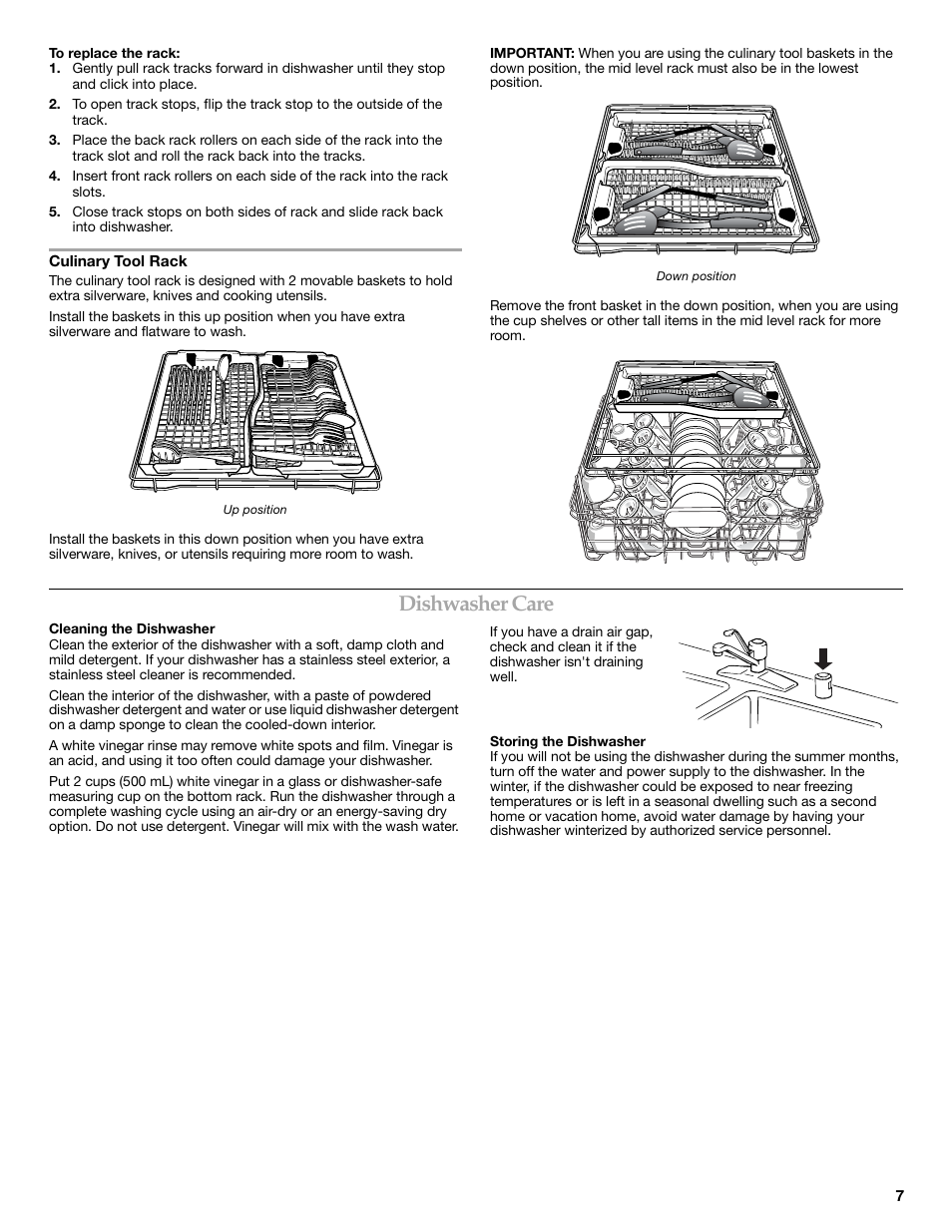 Dishwasher care | KITCHENAID W10205938A Manuel d'utilisation | Page 7 / 20