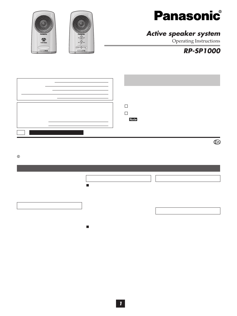 Panasonic RP-SP1000 Manuel d'utilisation | Pages: 8
