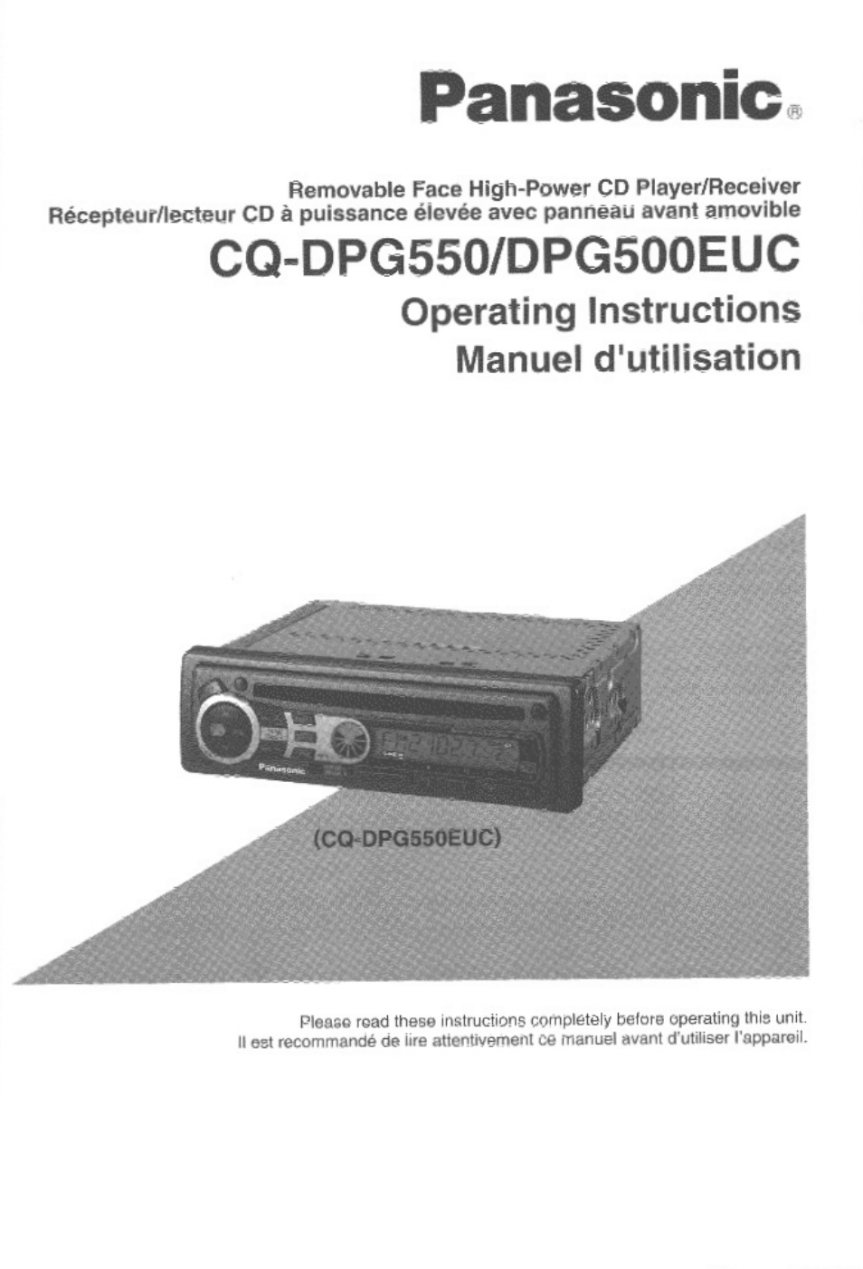 Panasonic CQ-DPG550 Manuel d'utilisation | Pages: 52