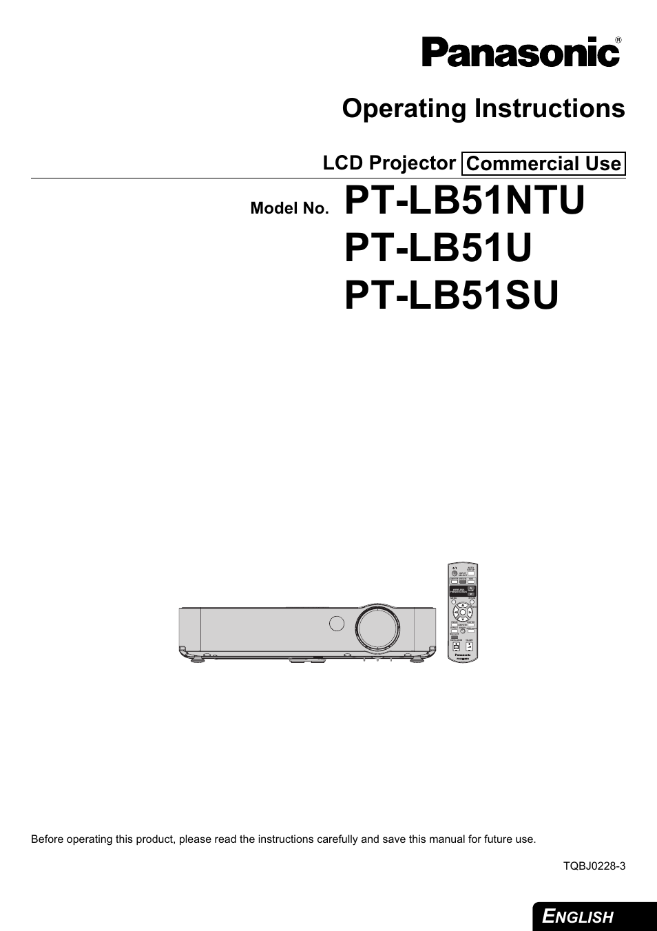 Panasonic PT-LB51SU Manuel d'utilisation | Pages: 62