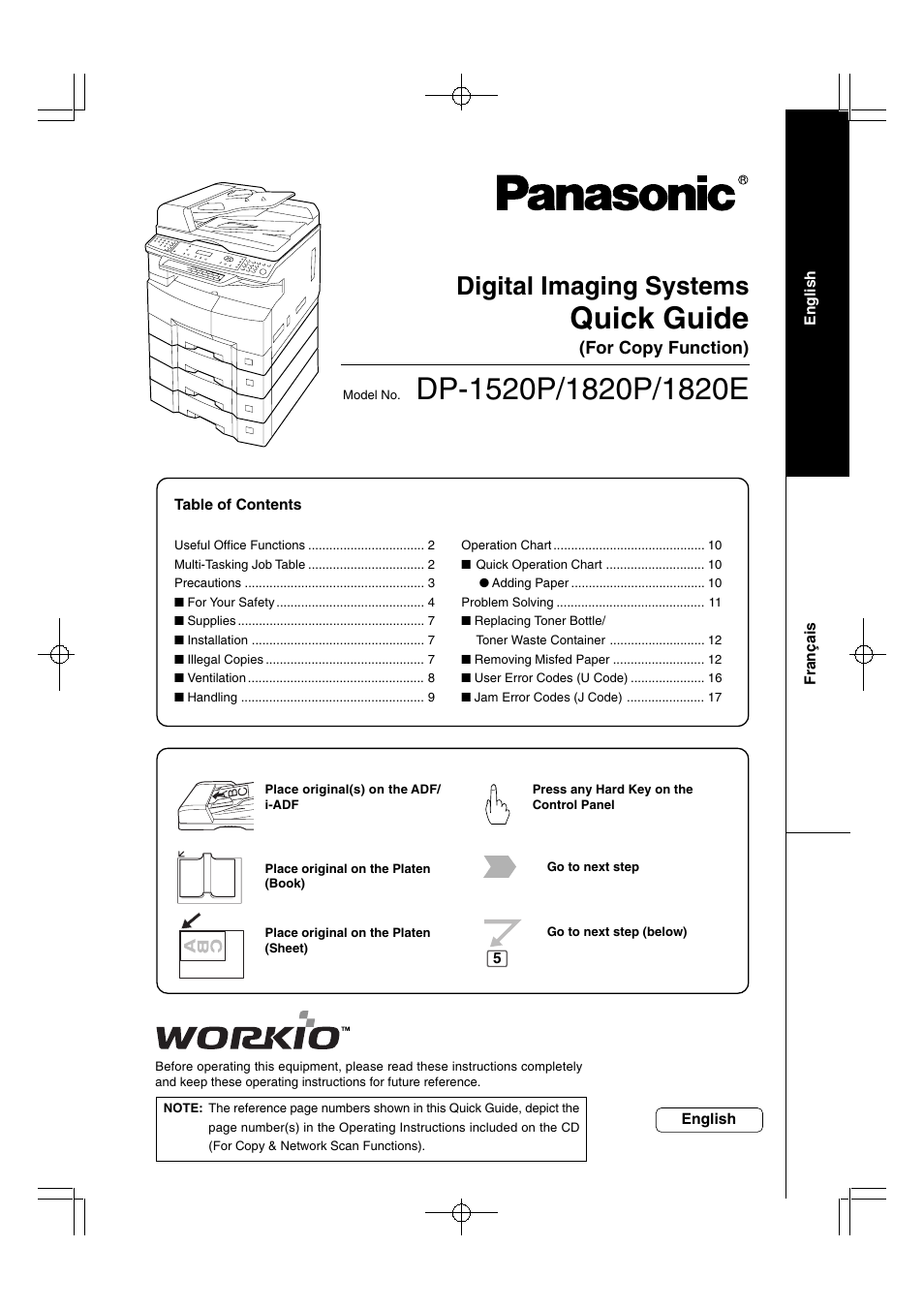 Panasonic DP-1820E Manuel d'utilisation | Pages: 38