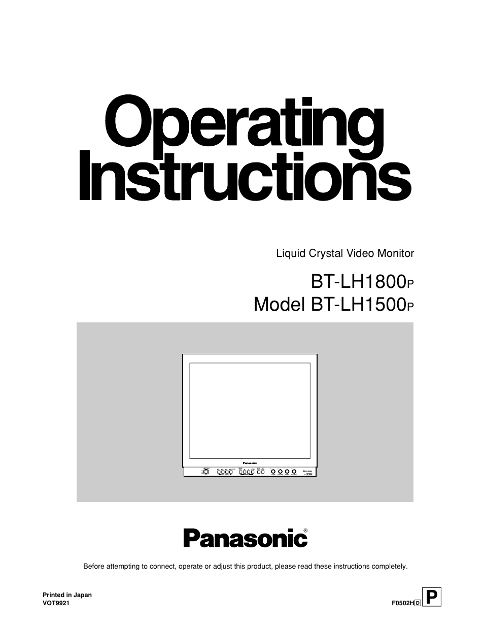 Panasonic BT-LH1500P Manuel d'utilisation | Pages: 28