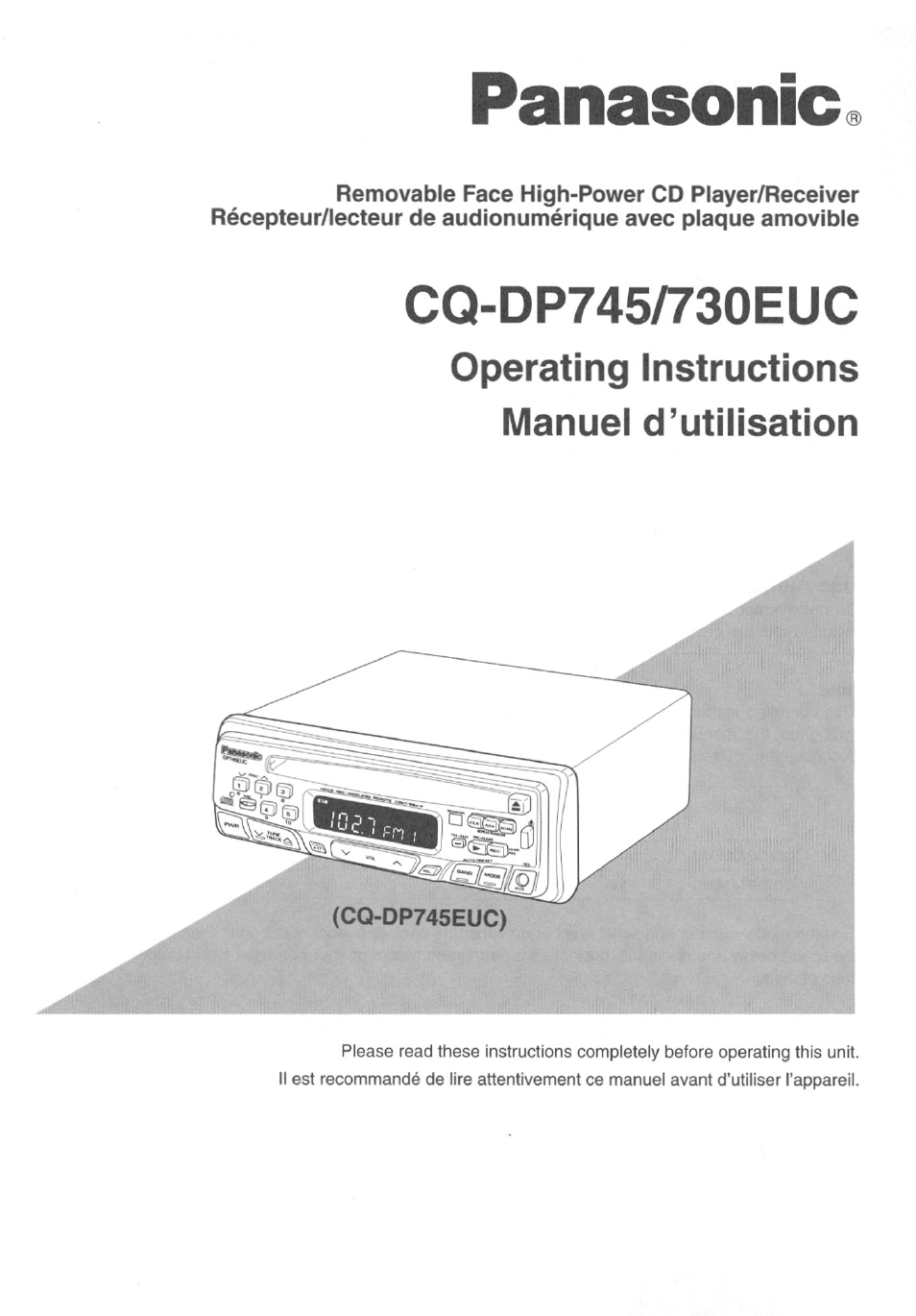Panasonic CQ-DP745 Manuel d'utilisation | Pages: 64