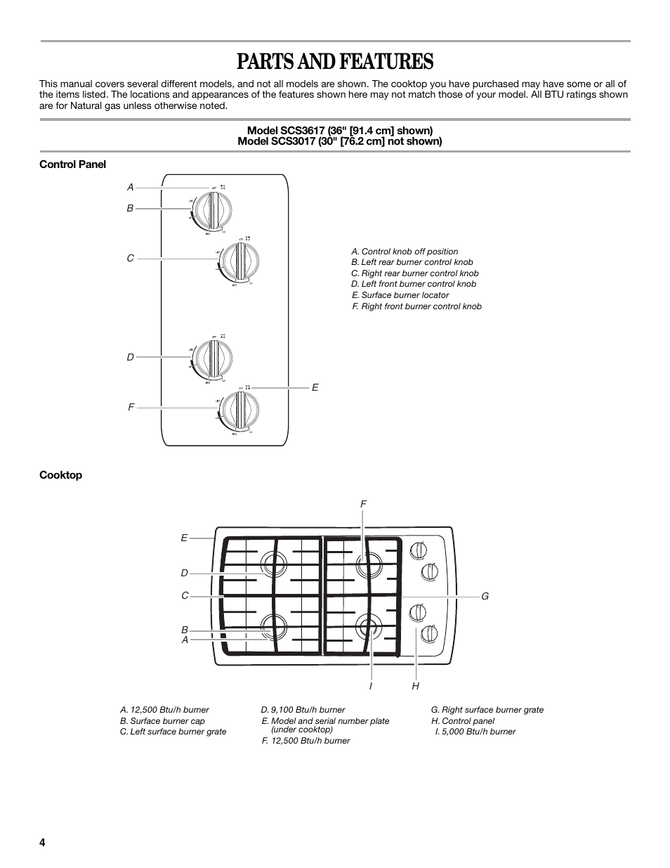 Parts and features | Whirlpool GLS3675 Manuel d'utilisation | Page 4 / 24