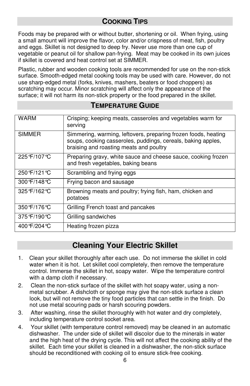 Cleaning your electric skillet | West Bend L5571D User Manual | Page 6 / 44