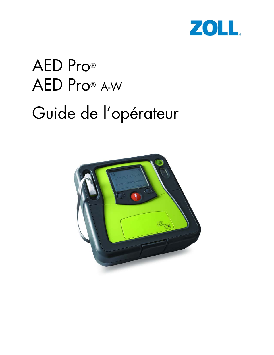 ZOLL AED Pro Rev G Manuel d'utilisation | Pages: 116