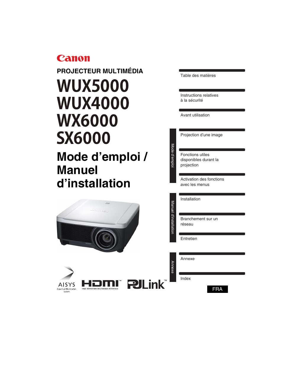 Canon XEED WUX4000 Manuel d'utilisation | Pages: 248