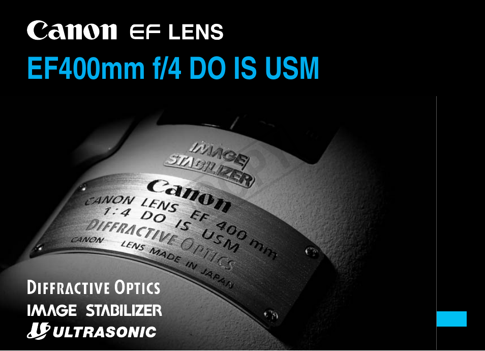 Canon EF 400mm f4 DO IS USM Manuel d'utilisation | Pages: 17