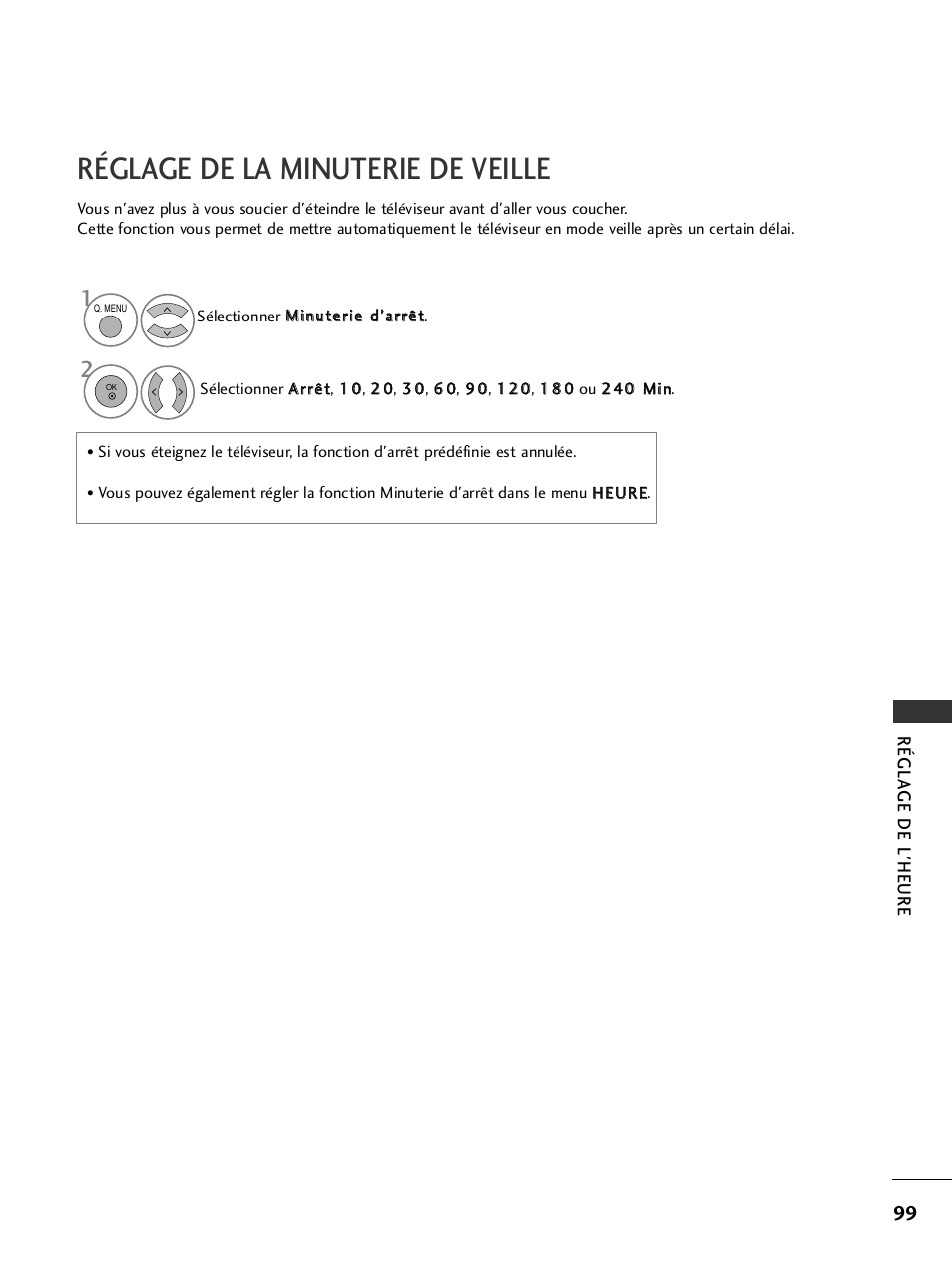Réglage de la minuterie de veille | LG 50PQ1100 Manuel d'utilisation | Page 101 / 124