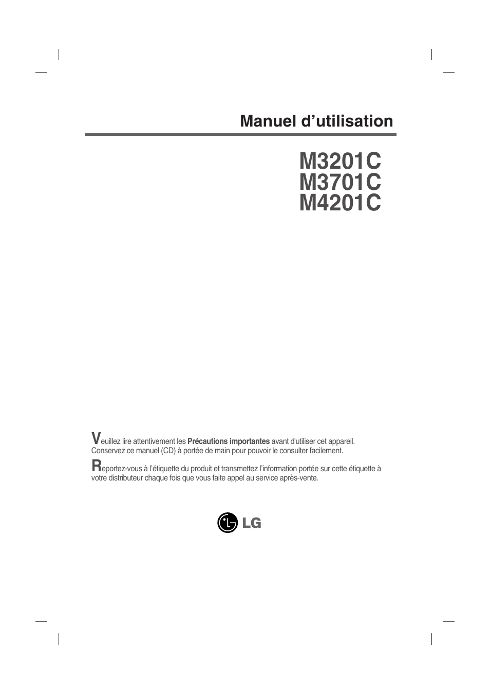 LG M3201C-BAF Manuel d'utilisation | Pages: 60