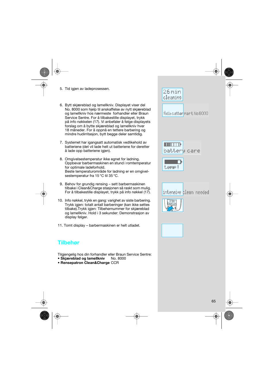 Tilbehør | Braun 8595 Activator  EU User Manual | Page 65 / 99