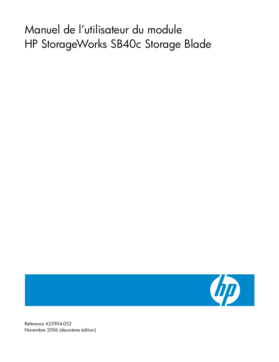 HP Lame de stockage HP SB40c Manuel d'utilisation | Pages: 37