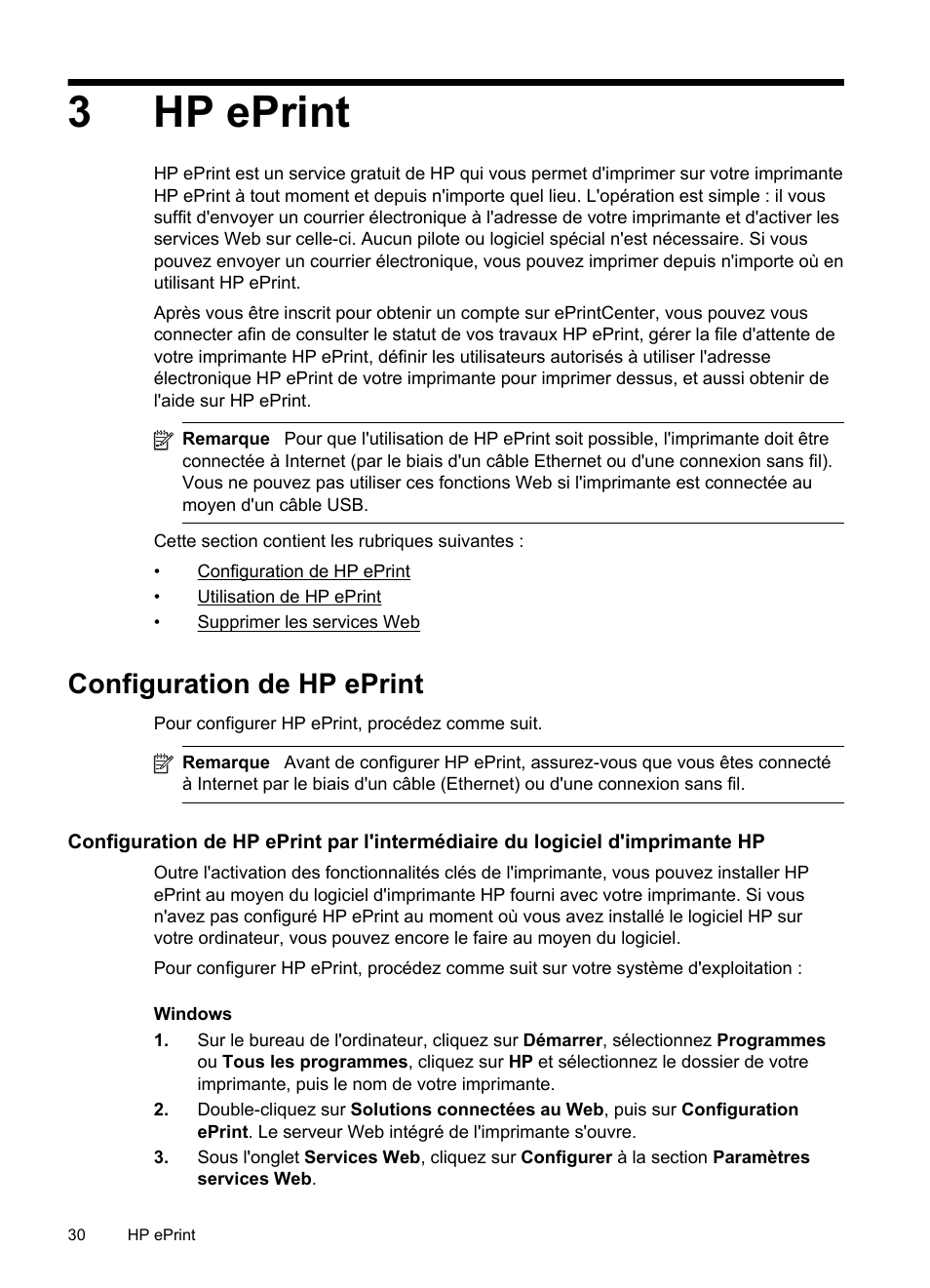 Hp eprint, Configuration de hp eprint, 3hp eprint | HP Officejet 6100 Manuel d'utilisation | Page 34 / 152