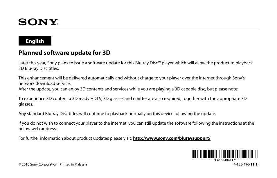 Sony BDP-S470 Manuel d'utilisation | Pages: 2