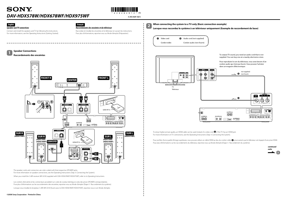 Sony DAV-HDX678WF Manuel d'utilisation | Pages: 2