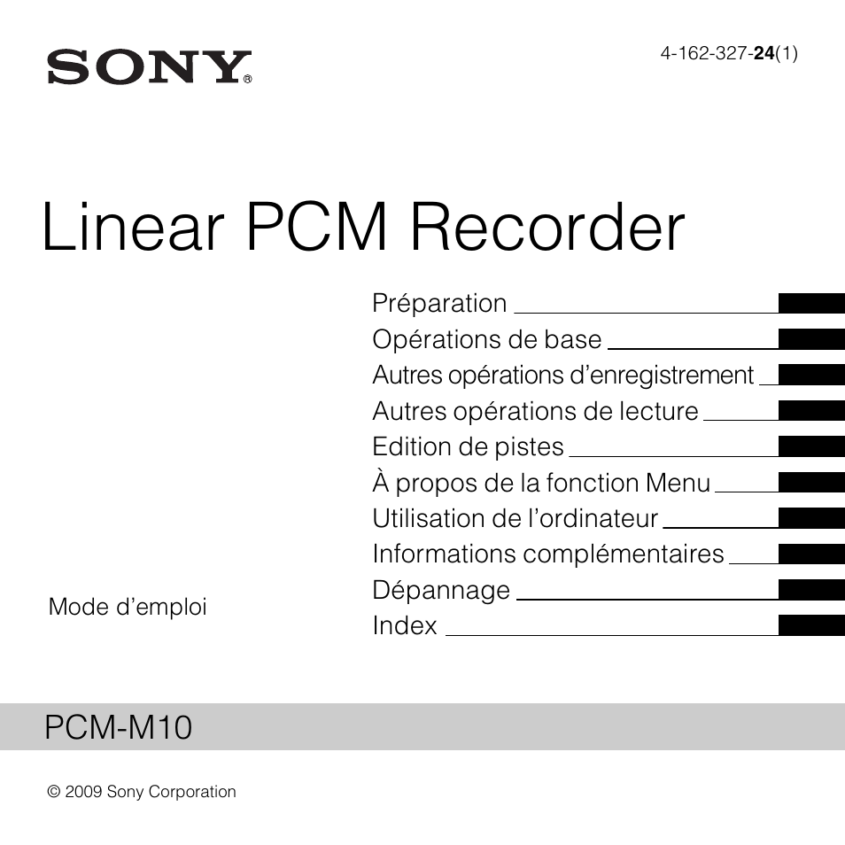 Sony PCM-M10 Manuel d'utilisation | Pages: 136