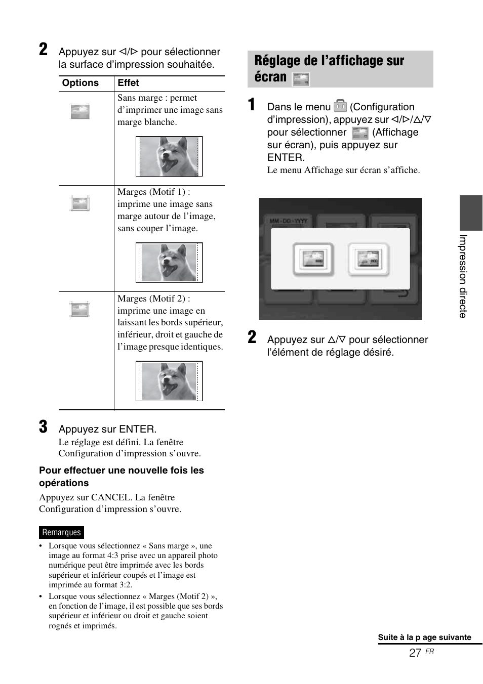 Réglage de l’affichage sur écran | Sony DPP-FP65 Manuel d'utilisation | Page 27 / 72