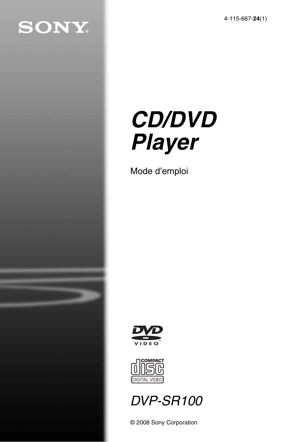 Sony DVP-SR100 Manuel d'utilisation | Pages: 44