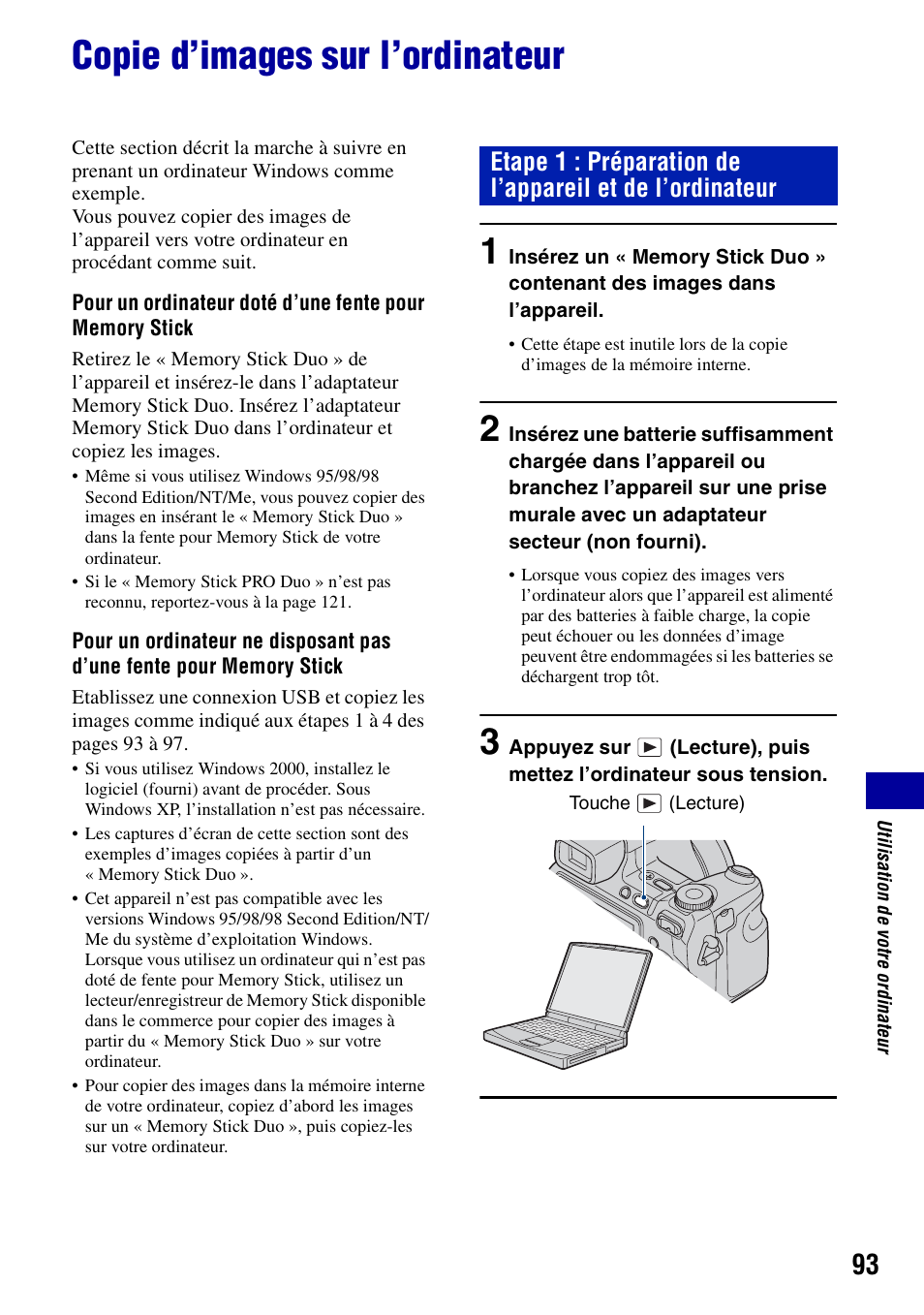 Copie d’images sur l’ordinateur | Sony DSC-H7 Manuel d'utilisation | Page 93 / 140