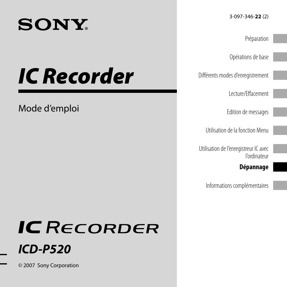 Sony ICD-P520 Manuel d'utilisation | Pages: 56
