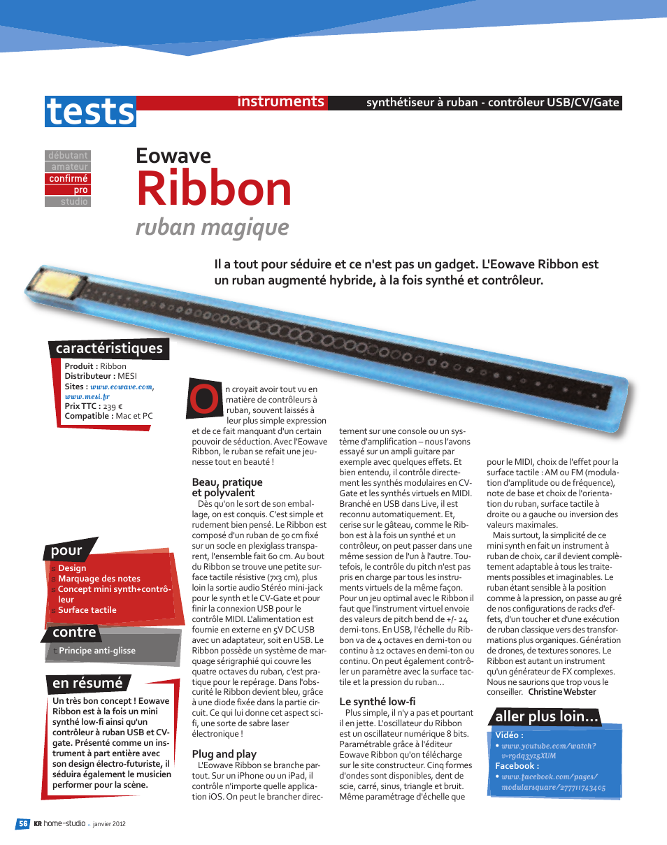 Eowave Test presse du Ribbon par KR Manuel d'utilisation | Pages: 1