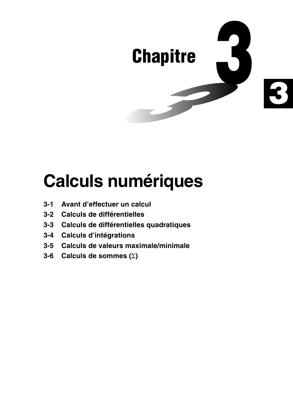 Chapitre, Calculs numériques | Casio GRAPH 35+ Manuel d'utilisation | Page 83 / 488