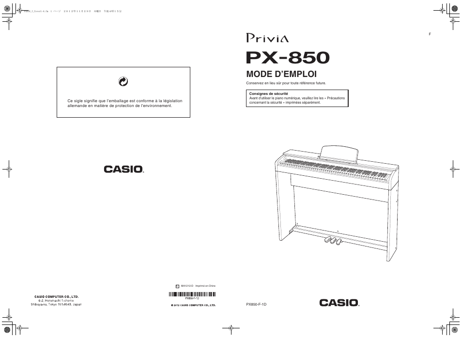 Casio PX-850 Manuel d'utilisation | Pages: 56