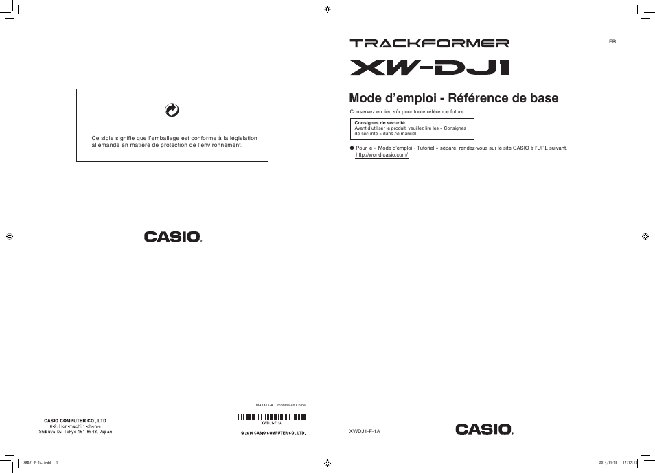 Casio XW-DJ1 Manuel d'utilisation | Pages: 23
