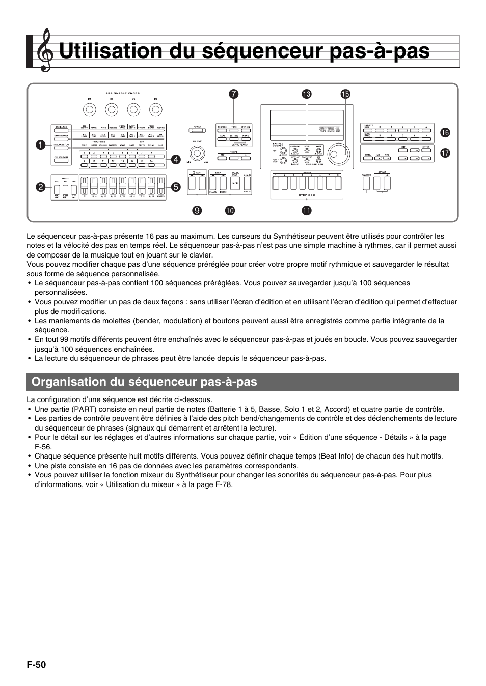 Utilisation du séquenceur pas-à-pas, Organisation du séquenceur pas-à-pas | Casio XW-G1 Manuel d'utilisation | Page 51 / 107