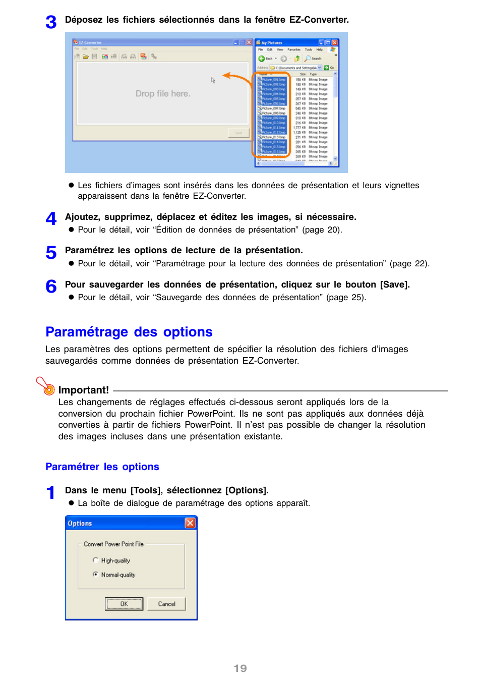 Paramétrage des options | Casio YP-100 Manuel d'utilisation | Page 19 / 112
