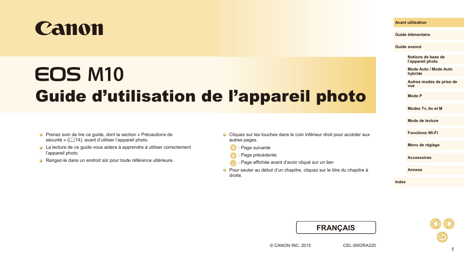 Canon EOS M10 Manuel d'utilisation | Pages: 196