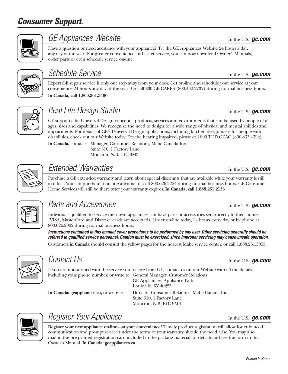 Consumer Support Consumer Support Back Cover Consumer Support Ge Appliances Website Ge 42 Manuel D Utilisation Page 92 92