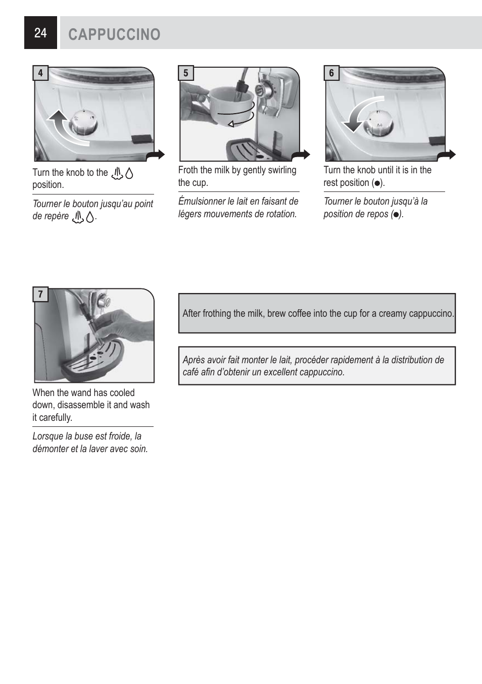 Cappuccino Philips Saeco Talea Giro Plus Manuel d'utilisation Page