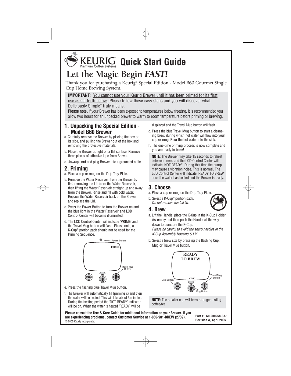 Keurig on sale b60 manual