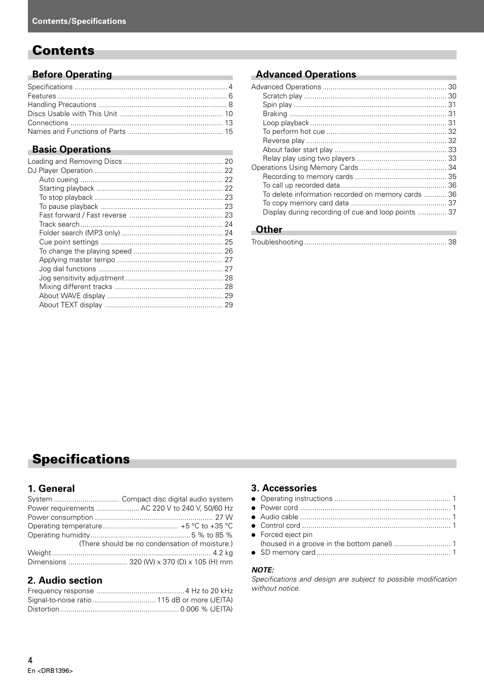Pioneer Cdj 1000mk3 Manuel D Utilisation Page 4 40 Mode Original Pioneer Cdj 1000mk3 Manuel D Utilisation Page 4 40 Mode Original