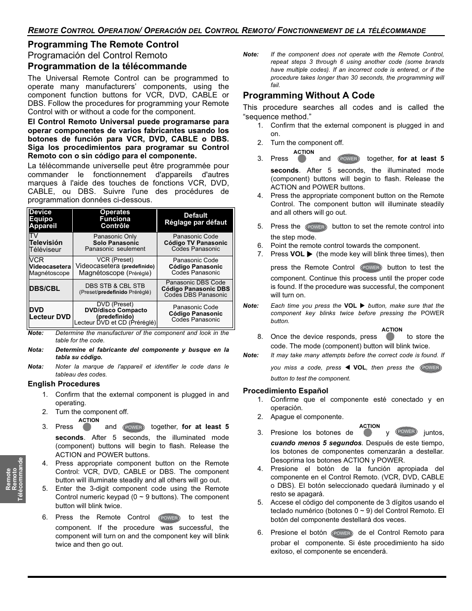 Programming without a code | Panasonic CT-32HC15 Manuel d'utilisation | Page 46 / 56