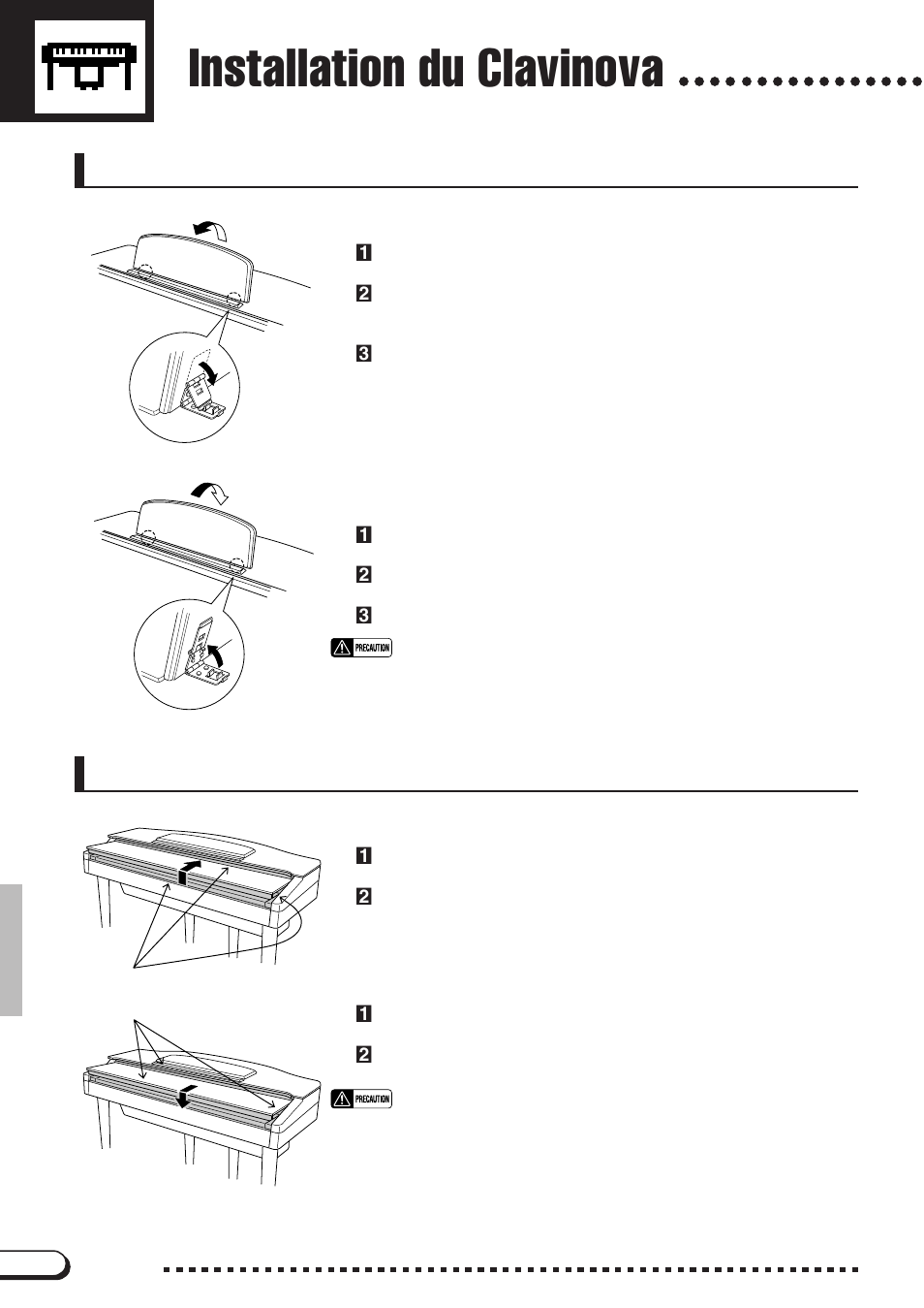 Installation du clavinova Pupitre Prot ge clavier Yamaha CVP