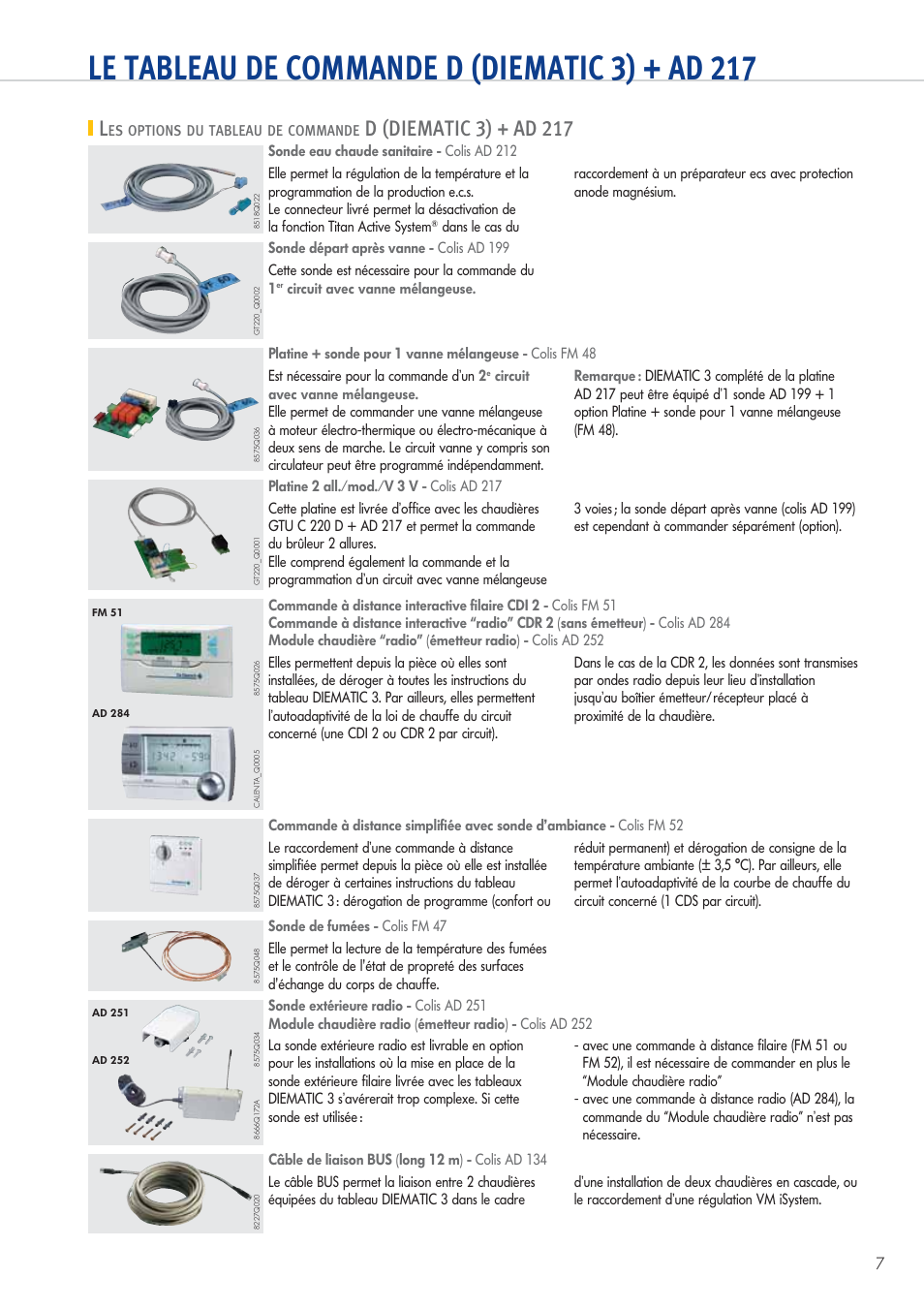 De Dietrich Diematic 3 Notice D Utilisation Le tableau de commande d (diematic 3) + ad 217, D (diematic 3) + ad 217 | DE  DIETRICH GTU C 220 Manuel d'utilisation | Page 7 / 12
